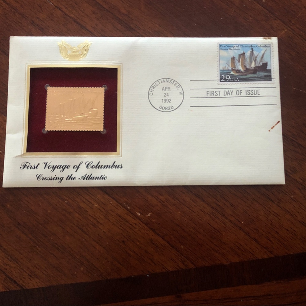 First Voyage of Columbus Commemorative First Day Cover - Cream and Burgundy